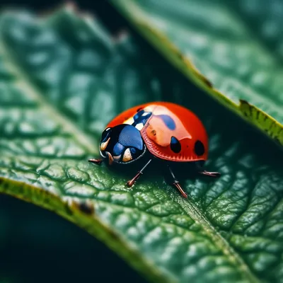 Божья коровка 🐞 на листочке растения…» — создано в Шедевруме