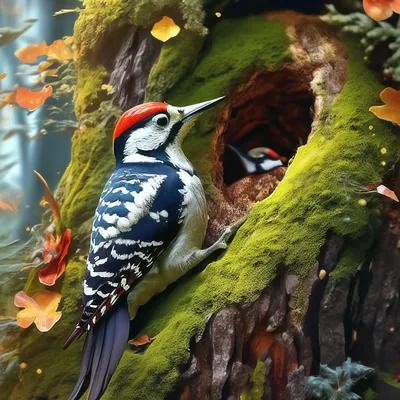 Дятел Pileated на дереве стоковое фото. изображение насчитывающей дятел -  167355990