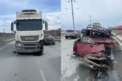 В Астрахани фура перегородила полосы движения на объездной дороге