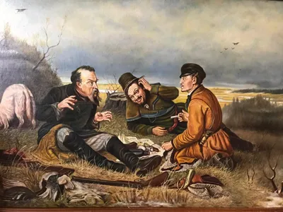 Купить (заказать) картина \"Охотники на привале\" маслом на холсте