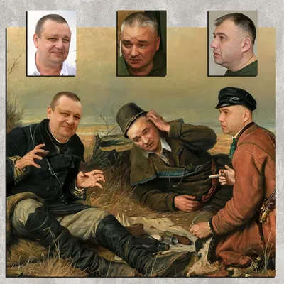Репродукция картины «Охотники на привале» купить в интернет магазине  недорого