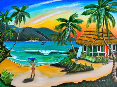 Тропический Остров Пальма Море И Небо Фотография, картинки, изображения и  сток-фотография без роялти. Image 10895975