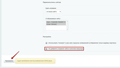 Не добавлять название сайта в заголовок браузера