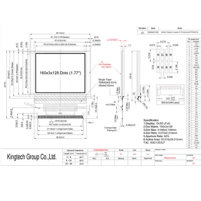 1.8'' TFT LCD Display With 128×160 Resolution, ST7735S And 8bit MCU  Interface | Sinocrystal