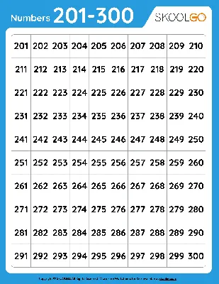 Numbers 201 to 300 - Free Worksheet for Kids - SKOOLGO