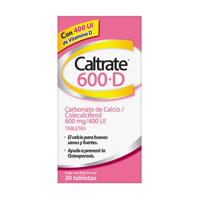 Caltrate Suplemento de Calcio 600 +M 600mg / 400 UI Frasco con 30 tabletas  : Amazon.com.mx: Salud y Cuidado Personal