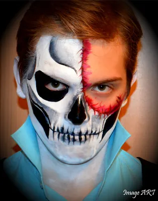Примеры аквагрима на Halloween для взрослых мужчин и женщин
