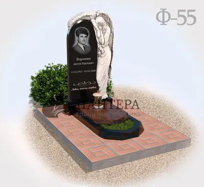 Купить Ангел с розами вертикальный памятник П67 с доставкой ○ SAMPO GRANIT