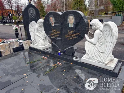 Сложная скульптура ангела и два памятника с цветниками - выбор памятника по  фотографии - Помни Всегда