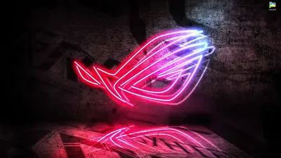 Живые обои Неоновый логотип Asus ROG / скачать на рабочий стол