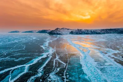 Поле торосов Байкала на закате.The field of hummocks of Lake Baikal at  sunset. 360 VR panorama. - Baikal360 - \"Смотри на мир шире\"