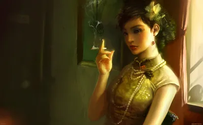 Обои Bing Xiao Фэнтези Девушки, обои для рабочего стола, фотографии bing  xiao, фэнтези, девушки, цветок, украшение, курение, девушка, комната,  сигарета Обои для рабочего стола, скачать обои картинки заставки на рабочий  стол.