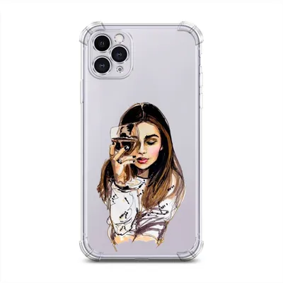 Противоударный силиконовый чехол для iPhone 11 Pro Max с принтом «Девушка с  бокалом» — купить в интернет-магазине Case Place