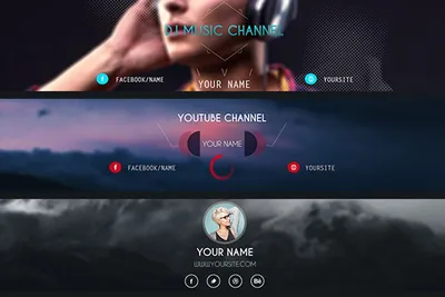 Шапки YouTube - Скачать PSD Баннер Канала 2560x1440 и 2048x1152