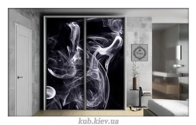 Фотопечать для шкафа-купе ✓ Дым на черном ✓ ДОМ ♢ Купить фабричный шкаф-купе  с фотопечатью недорого в КУБ-мебель в Киеве