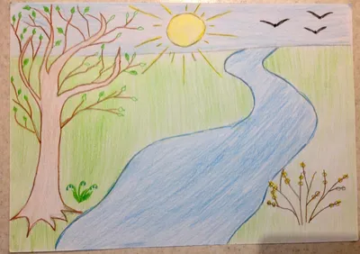 Как нарисовать весну легко/Для школьников/How to draw spring easily/For  school children - YouTube