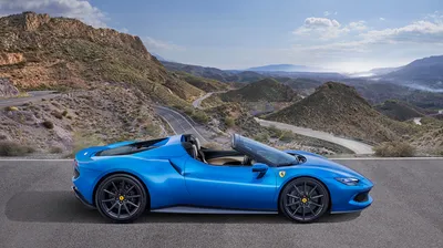 Обои для рабочего стола Ferrari 296 GTS (F171), 2022 Родстер синие
