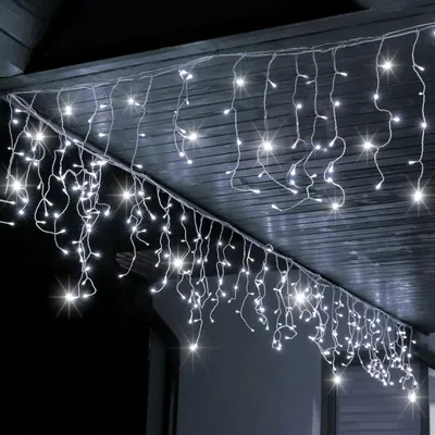 Гирлянда Бахрома уличная 3 метра IP65 100 LED мерцающая (Белый холодный)  чер/п - купить по цене 1650 руб в Краснодаре | Интернет-магазин SanZhan