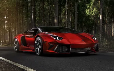 Обои на рабочий стол Черный Ламборгини / Lamborghini в осеннем лесу, автор  Vynton, обои для рабочего стола, скачать обои, обои бесплатно