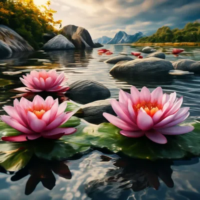 Фотообои Белые лилии на воде №4396 - цена, фото, отзывы | АВС-Decor