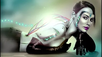 Красивый искусственный интеллект Dj Android девушки поступает в наушниках,  танцующие на подиум в неоновом свете Стоковое Фото - изображение  насчитывающей роскошь, нот: 176813450