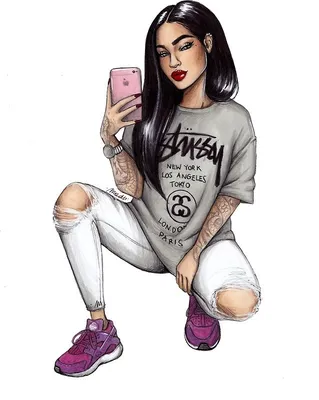 Нарисованные девушки на аву в стиле swag - картинки