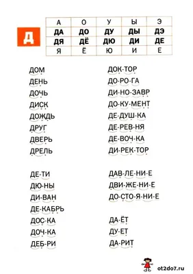 Читаем слова на букву Д. Тренажер по чтению слов на букву Д