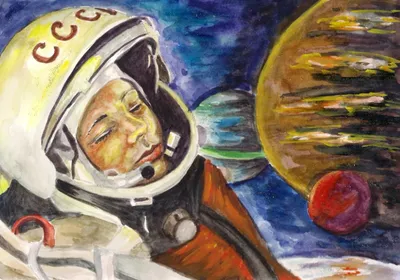 Рисунок на тему ДЕНЬ КОСМОНАВТИКИ. Космический корабль рисунок. Нарисовать  рисунок космос. Космонавт Юрий Гагарин. КАРАНДАШИ И КРАСКИ | Карандаши и  краски | Дзен