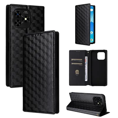 Для Umidigi G5 / G5A Case Rhombus Отпечатал Магнитную Крышку Телефона с  Подставкой Для Кошелька - Черный-TVC-Mall.com