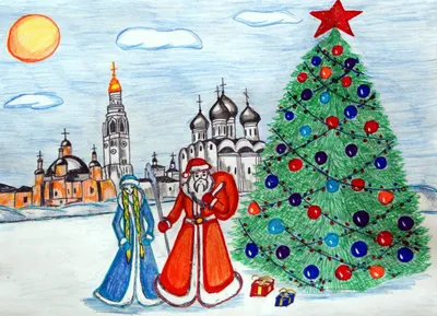 Новогодняя тема,фон:ели, сосны, …» — создано в Шедевруме