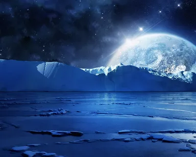 Скачать обои Холод, Лёд, Льды, Планета, Море, Вода, Ночь, Льдины, Звёзды в  разрешении 1280x1024 на рабочий стол