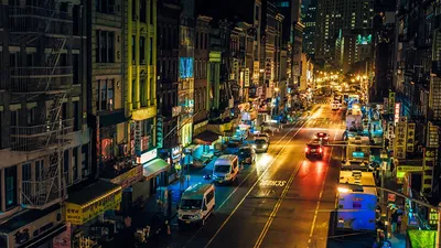 Обои для рабочего стола Нью-Йорк Манхэттен США Chinatown 1366x768