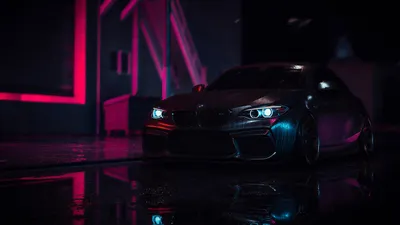 Картинки bmw, ночь, неон - обои 1366x768, картинка №383701
