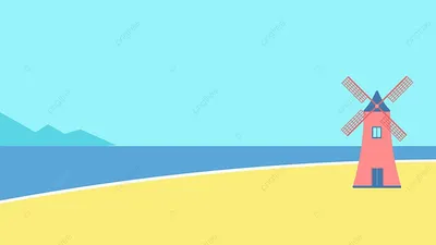 Обои на рабочий стол компьютер на берегу моря, Приморский, пляж, ветряная  мельница фон картинки и Фото для бесплатной загрузки