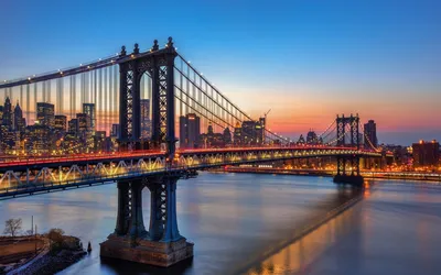 Обои на рабочий стол Город New-York, USA / Нью-Йорк, США в утренние часы,  обои для рабочего стола, скачать обои, обои бесплатно