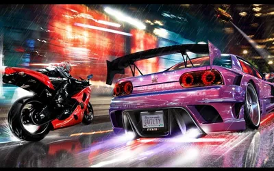 Игры need for speed огни ночные гонки ниссан - обои на рабочий стол