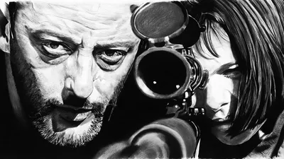 Обои на рабочий стол Жан Рено и Натали Портман в фильме Леон: Профессионал  / Leon, The Professional/, обои для рабочего стола, скачать обои, обои  бесплатно