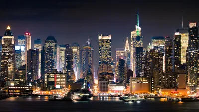 Скачать обои на рабочий стол 2048х1152 #48416 | Manhattan new york, Night  city, New york city night