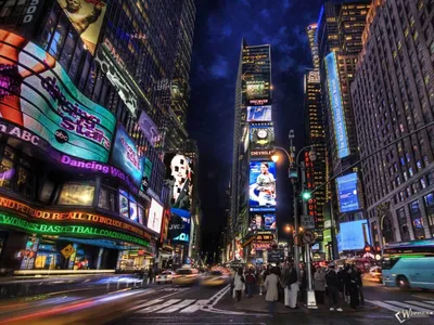 Картинка на рабочий стол город, nyc, нью-йорк, usa, new york city, ночь,  небоскребы, сша 1280 x 800