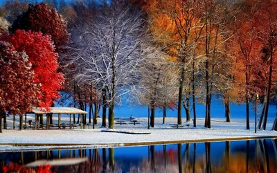 Обои Природа Зима, обои для рабочего стола, фотографии природа, зима,  озеро, лес, осень Обои для рабочего стола, скачать обои картинки заставки  на рабочий стол.