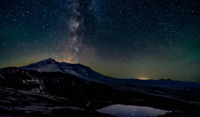 Картинка Звездное небо над лесом HD фото, обои для рабочего стола