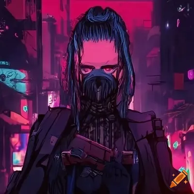 Нарисуй яркую заставку в стиле si-fi cyberpunk в разрешении 1920×1080 on  Craiyon