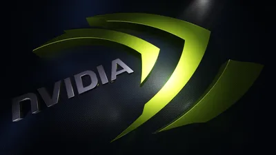 Чёрные обои с зелёным логотипом компании Nvidia - обои на рабочий стол