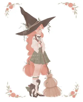 Ведьмочка на аву | Pop art illustration, Witch art, Cute drawings