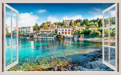 Фотообои Окно с видом на море на стену. Купить фотообои Окно с видом на море  в интернет-магазине WallArt