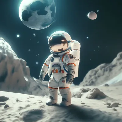 космонавт на Луне в 3d моделировании, космический человек, космонавт, милый  космос фон картинки и Фото для бесплатной загрузки