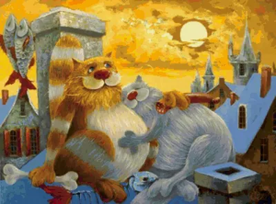 Креативное творчество \"PAINTING BY NUMBERS\" №6 коты на крыше ДТ-ОО-09322  Danko Toys купить - отзывы, цена, бонусы в магазине товаров для творчества  и игрушек МаМаЗин