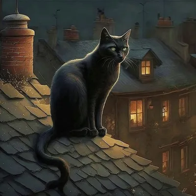 Раскраска Кот на крыше распечатать или скачать