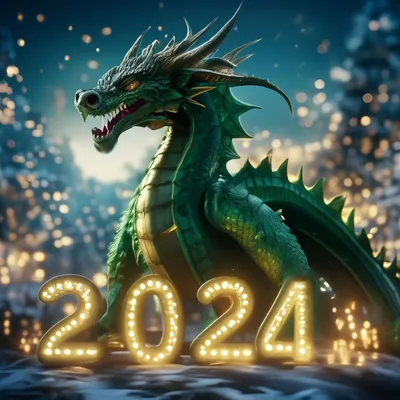 Новогодние обои 2024 на рабочий стол с Драконом: скачать