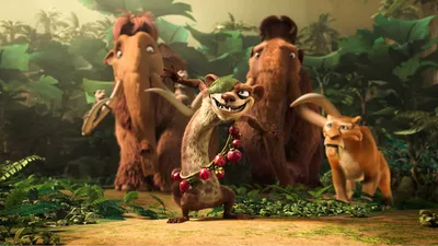 Обои на рабочий стол Герои мультфильма Ледниковый период 3: Эра динозавров  (Ice Age: Dawn of the Dinosaurs), обои для рабочего стола, скачать обои,  обои бесплатно